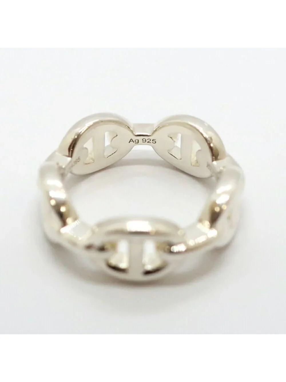 Hermes Heaven Chaine D'Ancre Enchainee Ring PM Small 51 Silver